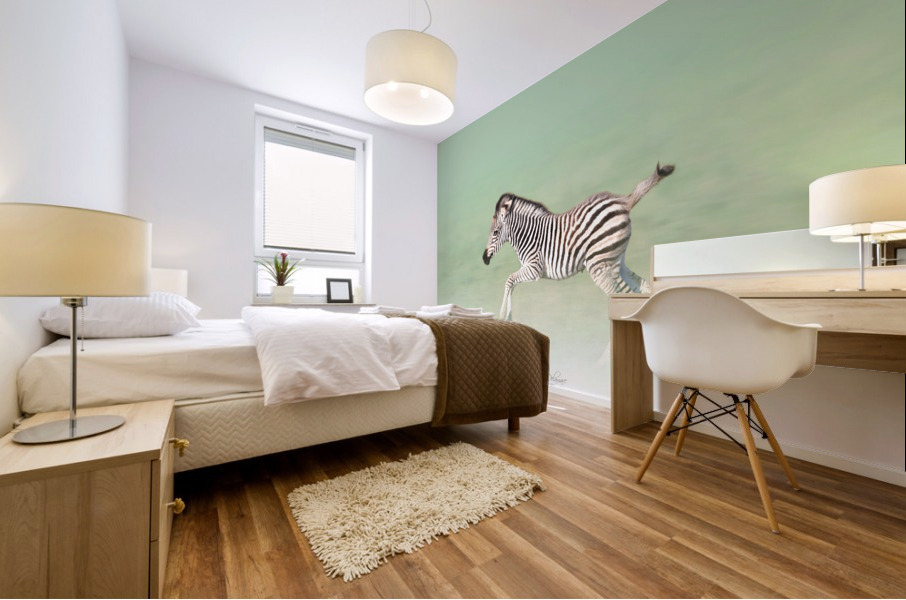 Running Zebra Mural print