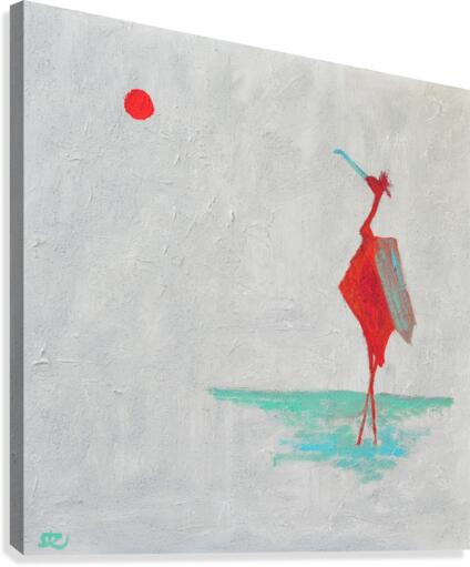 Lonely red bird Canvas Print