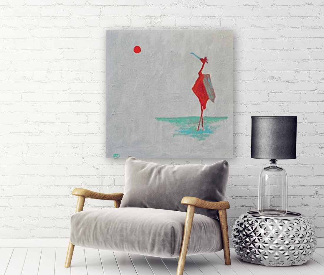 Lonely red bird Reproduction