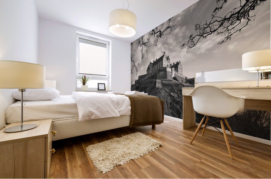 Edinburgh Castle in Monochrome Mural print