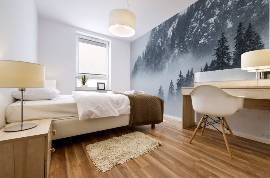 Snowy Day in the Alps Mural print