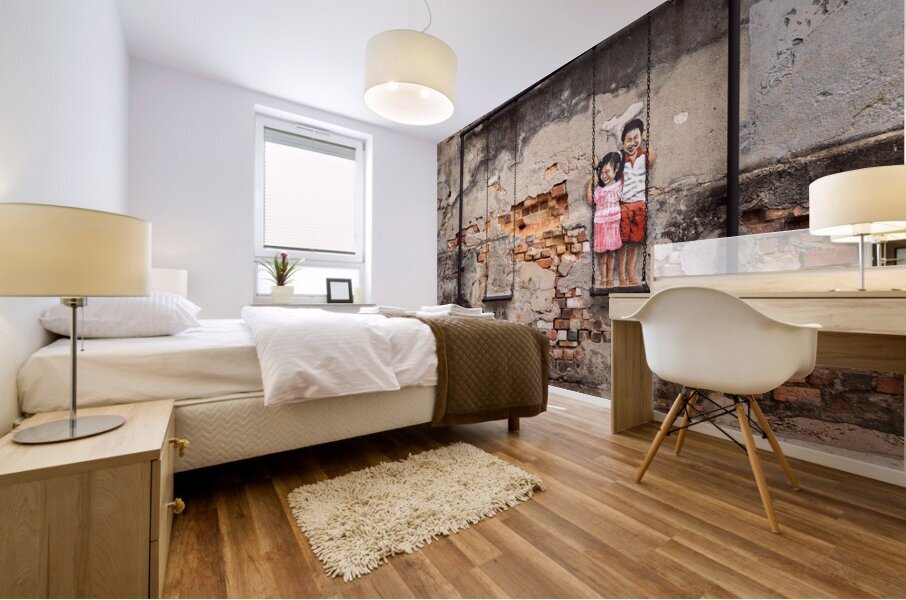 Children on a Swing Impression murale