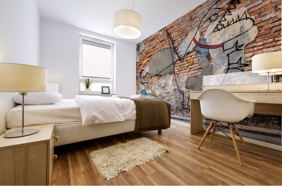 Boy With Dinosaur Impression murale