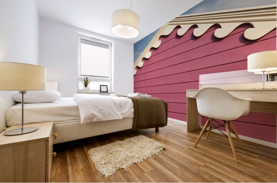 Beach Hut Waves Impression murale