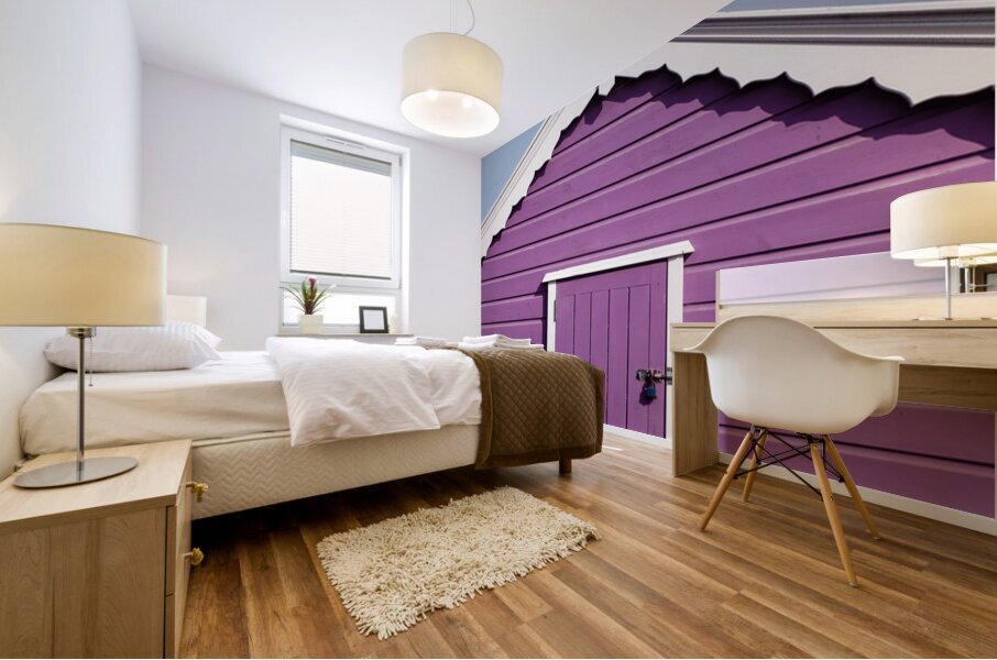 Purple Beach Hut Mural print