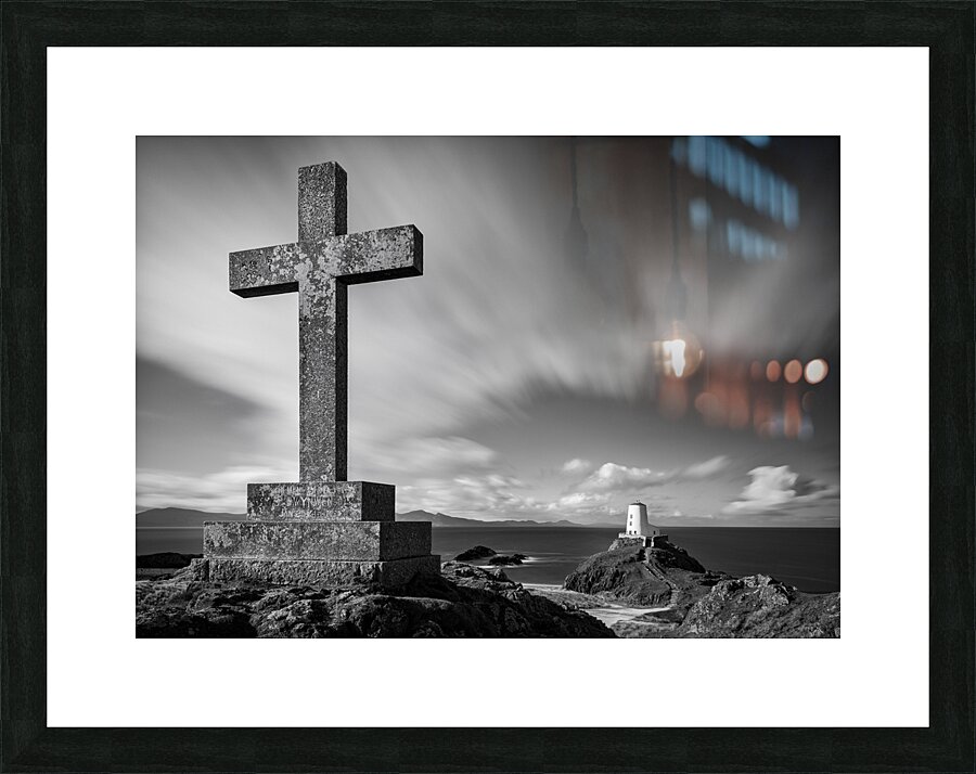 Cross at Twr Mawr Lighthouse Picture Frame print