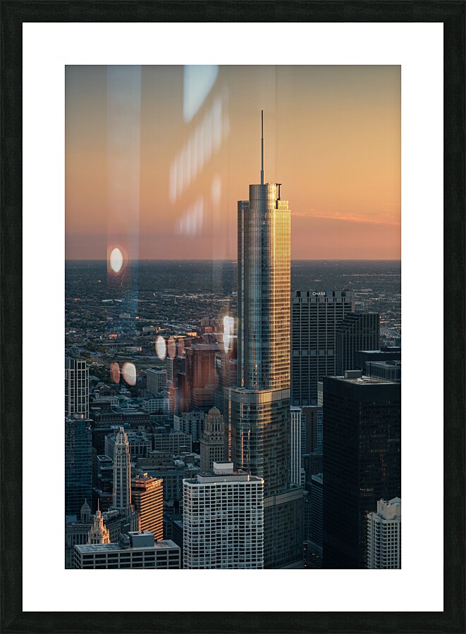 Trump Tower Chicago Sunset Picture Frame print