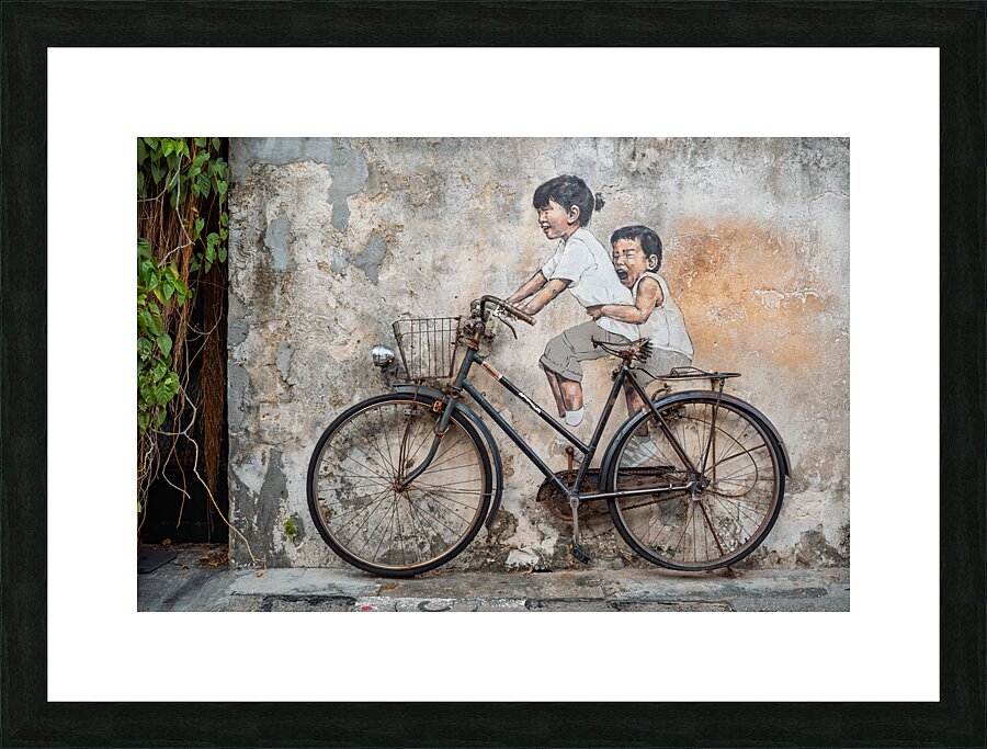Little Children on a Bicycle Picture Frame print