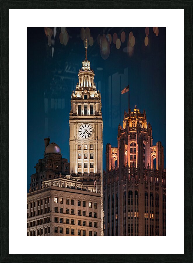 Wrigley Building Clock Tower Impression et Cadre photo