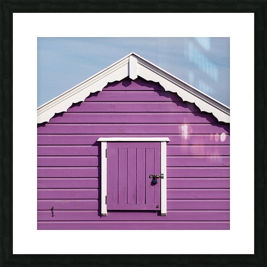 Purple Beach Hut Picture Frame print
