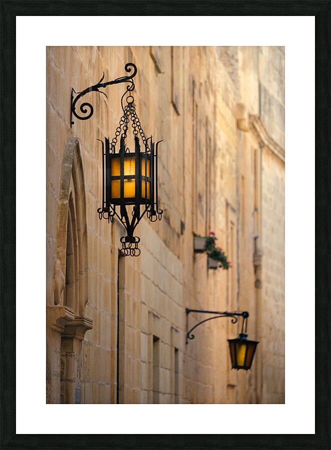 Mdina Street Lamps Picture Frame print