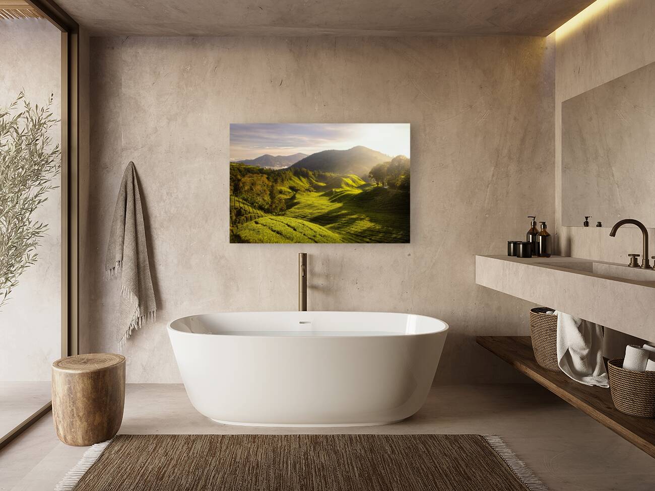 Tea Plantation Sunrise Reproduction