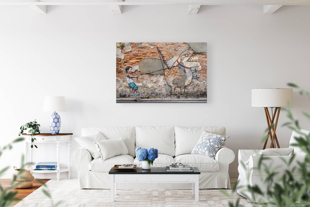 Boy With Dinosaur Reproduction