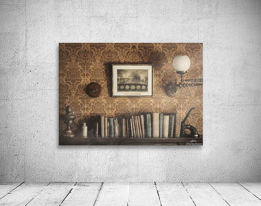 Vintage Bookshelf Wall Preview