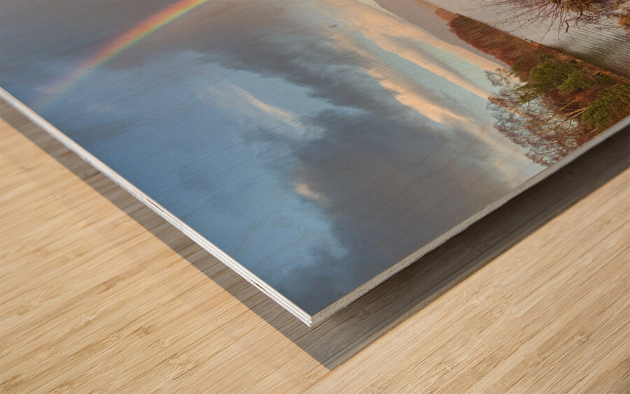 Loch Rannoch Rainbow Wood print