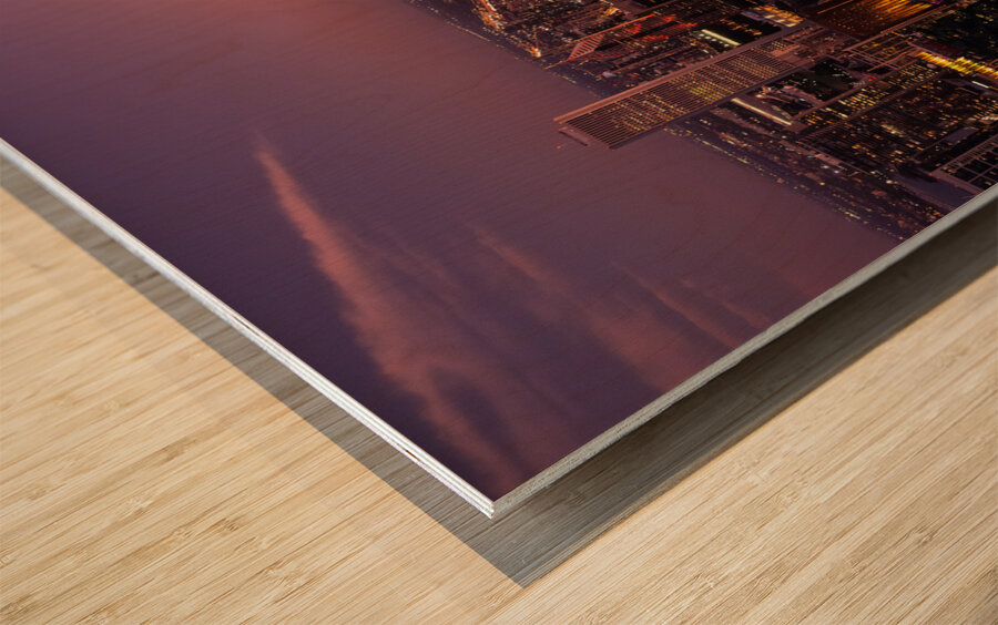 Chicago at Dusk Wood print