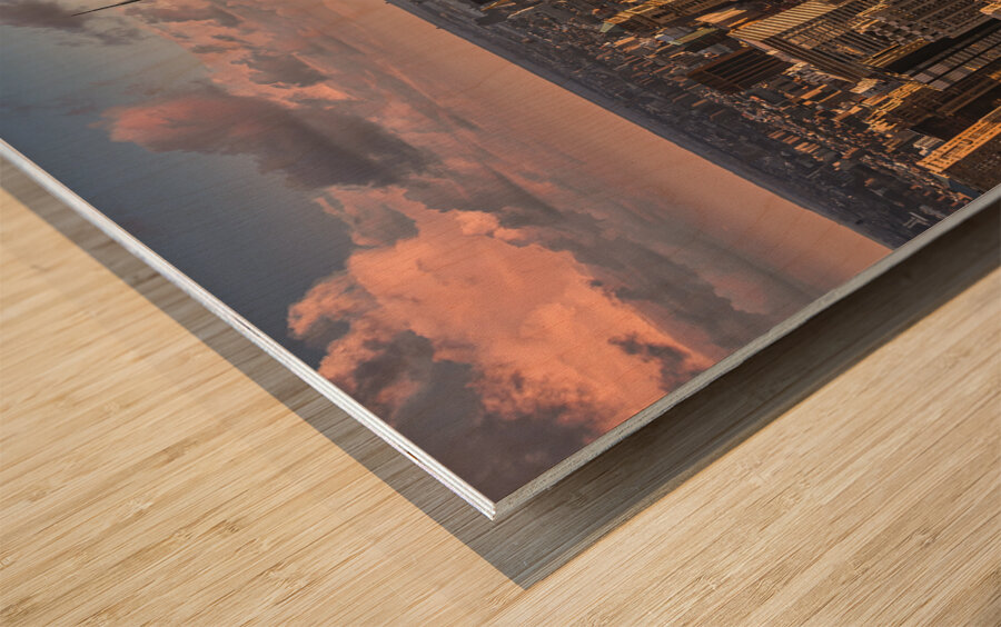New York Sunset Wood print
