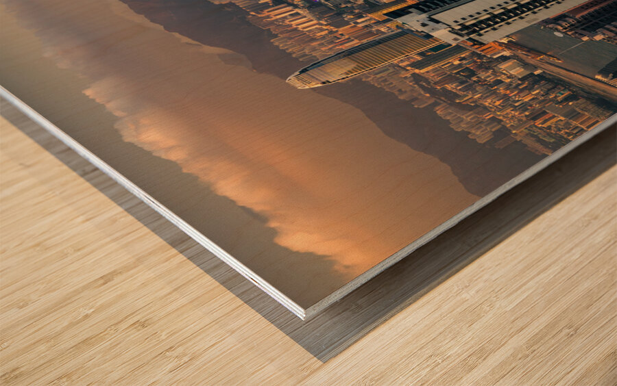 Hong Kong Sunset Wood print