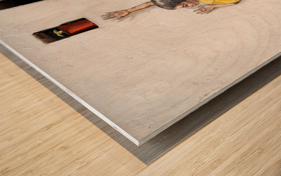 Boy on Chair Wood print