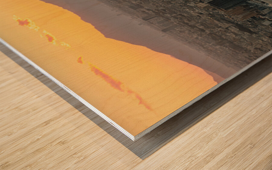 Tokyo and Mount Fuji at Sunset Wood print