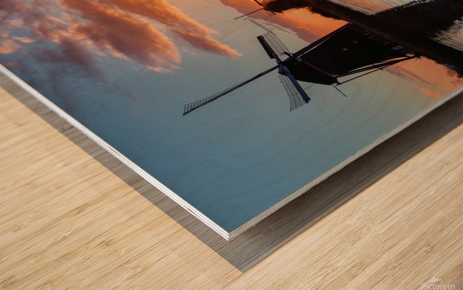 Kinderdijk Sunrise Impression sur bois