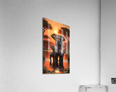 Playful Elephant Herd by the Riverbank Poster – Acrylic Print