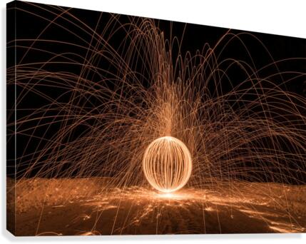 Fire display at cold night Canvas Print