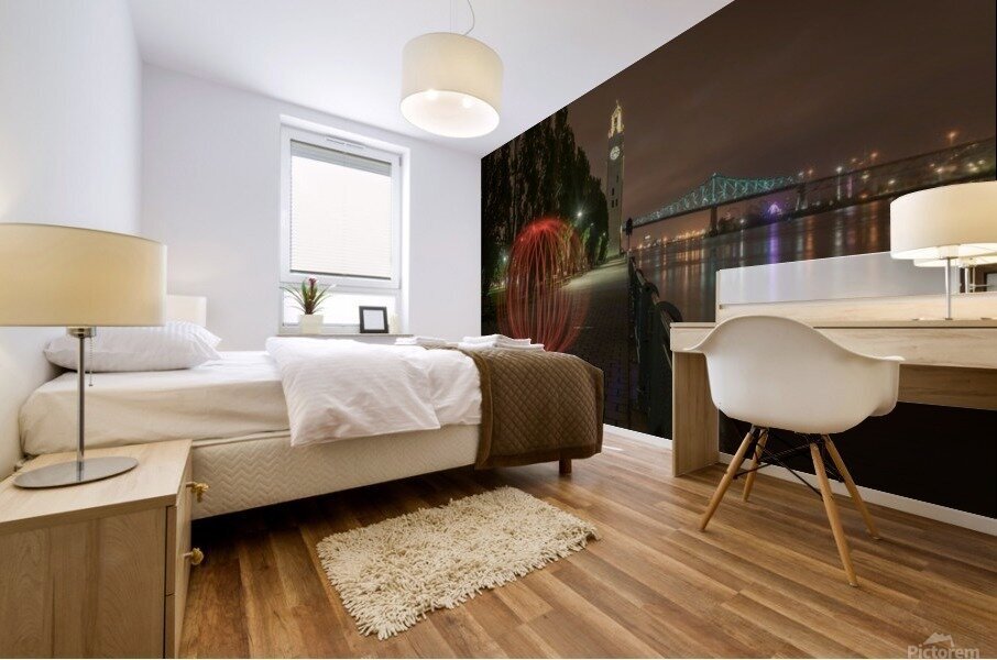 Tower Clock behind an orb Mural print