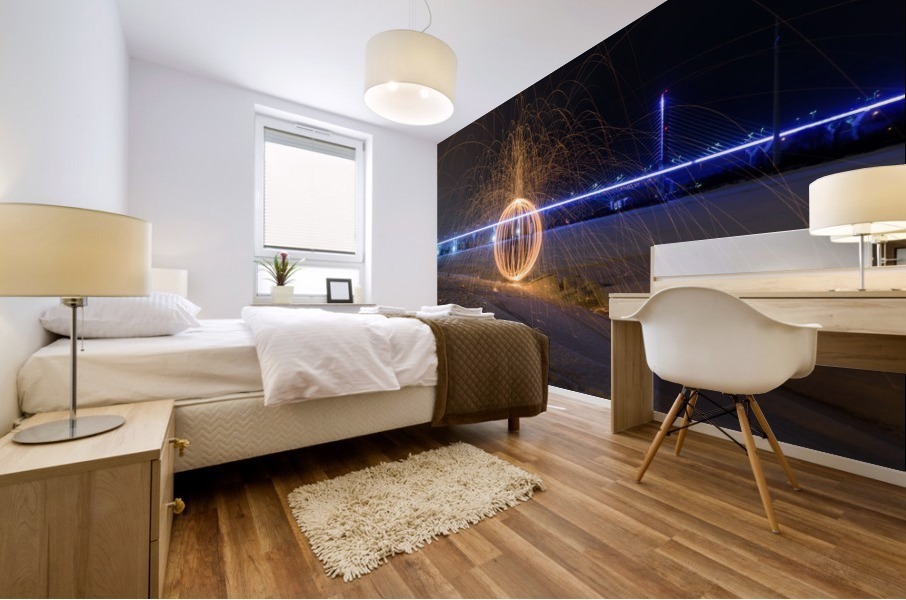An orb with Champlain bridge background Mural print