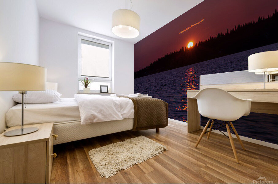 Sunset under the clouds Mural print