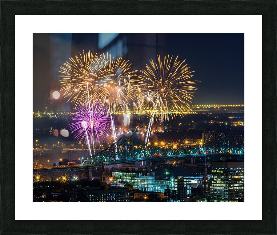 Coconut tree fireworks Picture Frame print