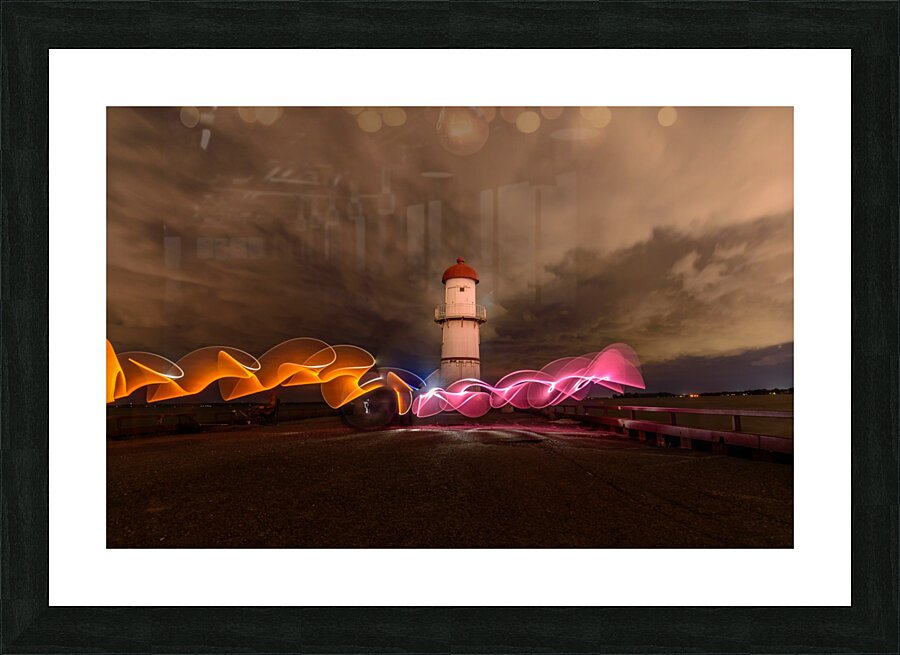Dramatic light house Picture Frame print