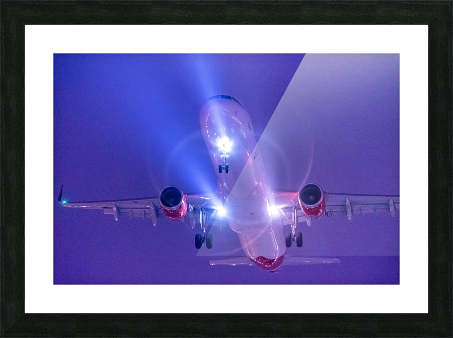 Close up plane at night Picture Frame print