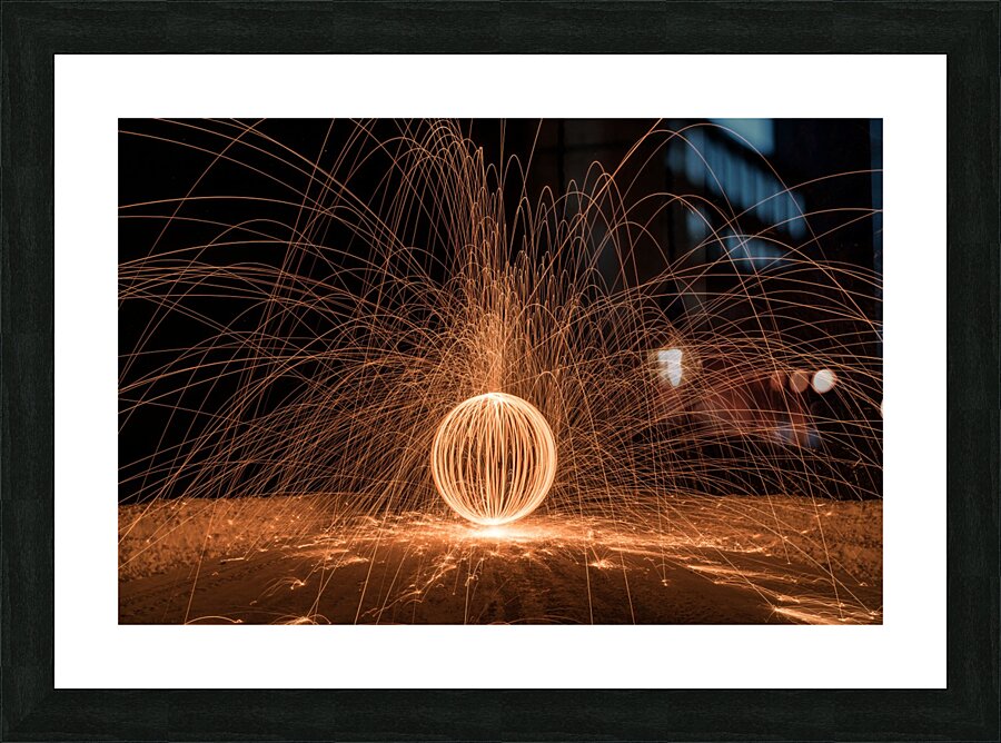 Fire display at cold night Picture Frame print