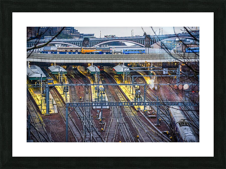 Edinburgh rail tracks Picture Frame print