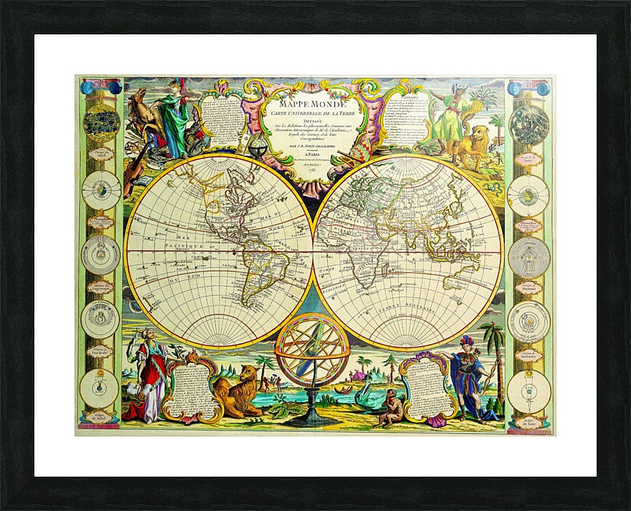 Ancient World Map 8 Picture Frame print