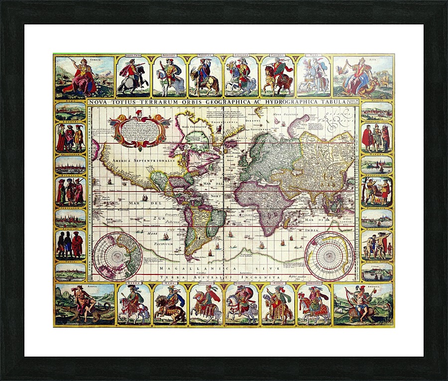Ancient World Map 9 Picture Frame print