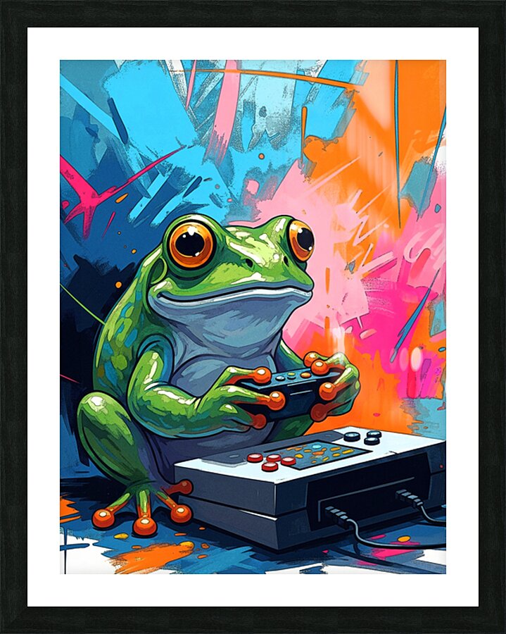frog playing game Picture Frame print