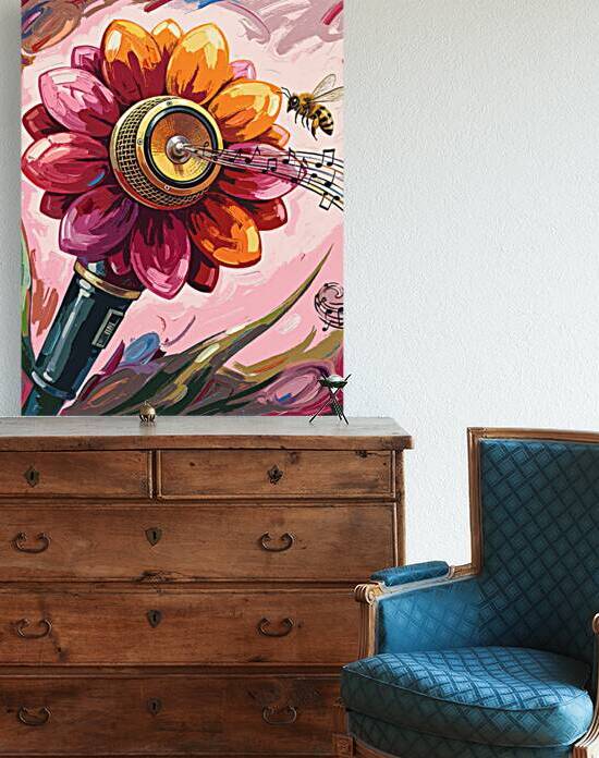 flower microphone with bee by Brainart