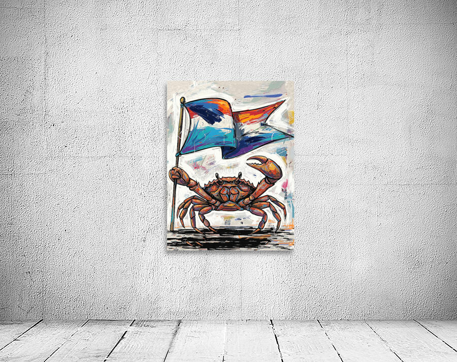 crab holding a flag Wall Preview
