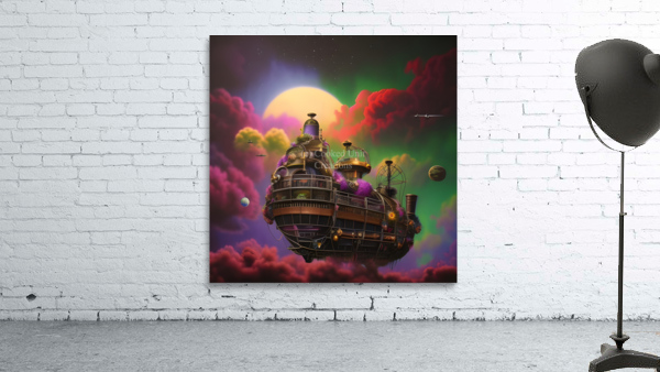 PSYCHEDELIC STEAMPUNK AIRSHIP Wall Preview
