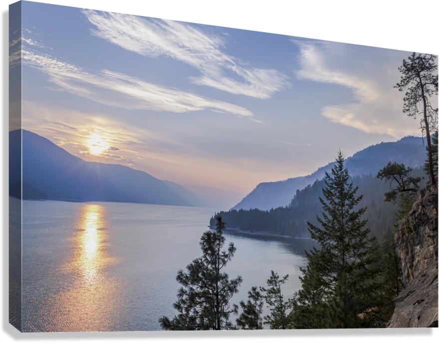 Arrow Lake Tree Sunset Canvas Print
