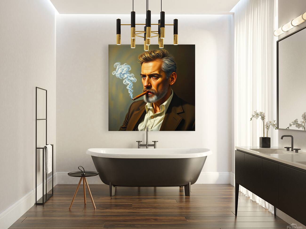 mia mornar art painting of men with a cigar simil Reproduction