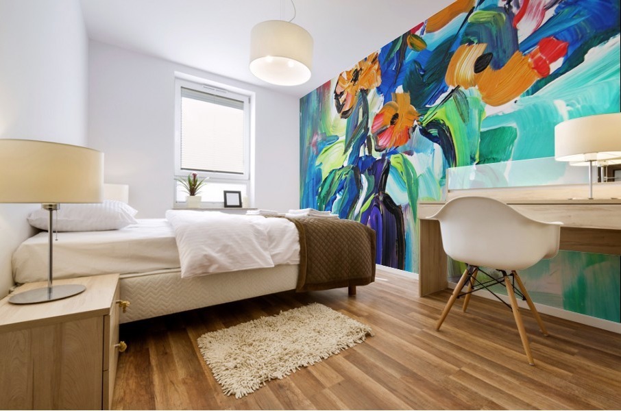 August Spent Flowers Mural print