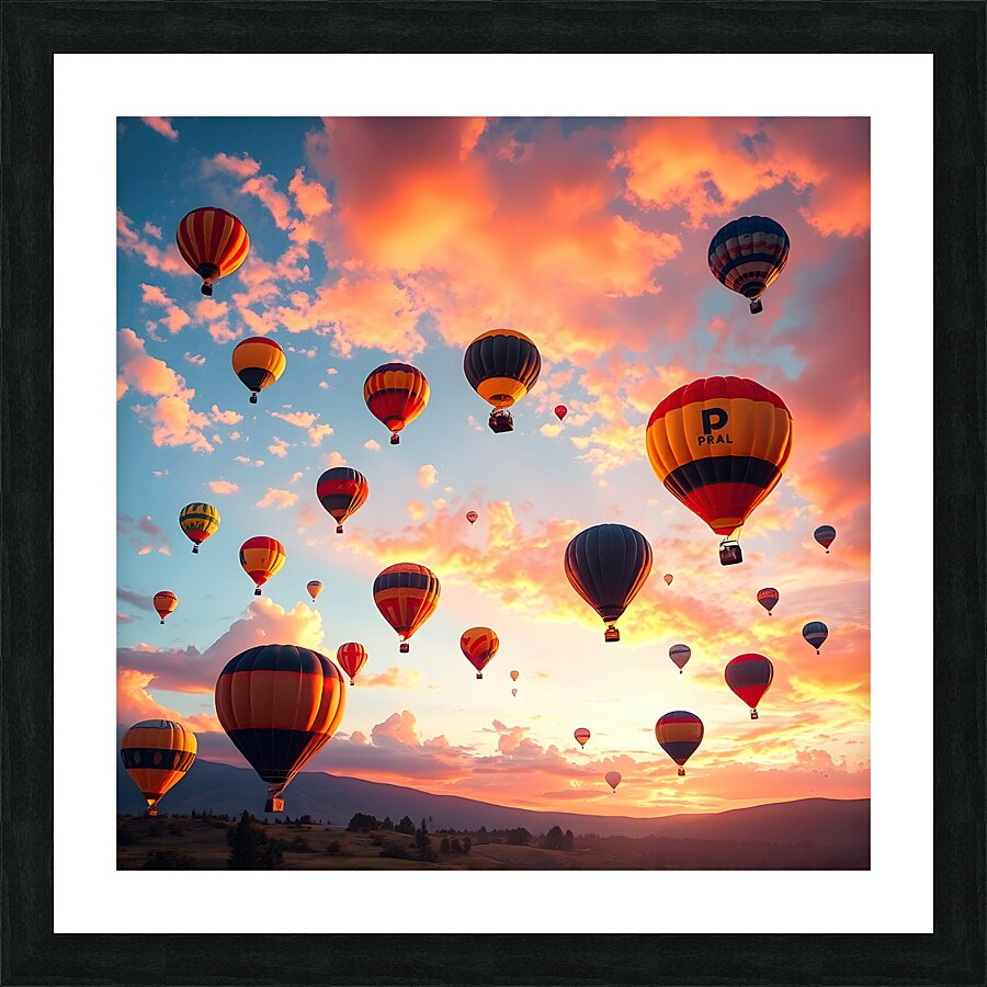 Hot Air Ballon Sunset Picture Frame print