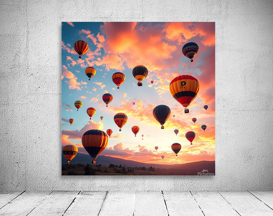 Hot Air Ballon Sunset Wall Preview