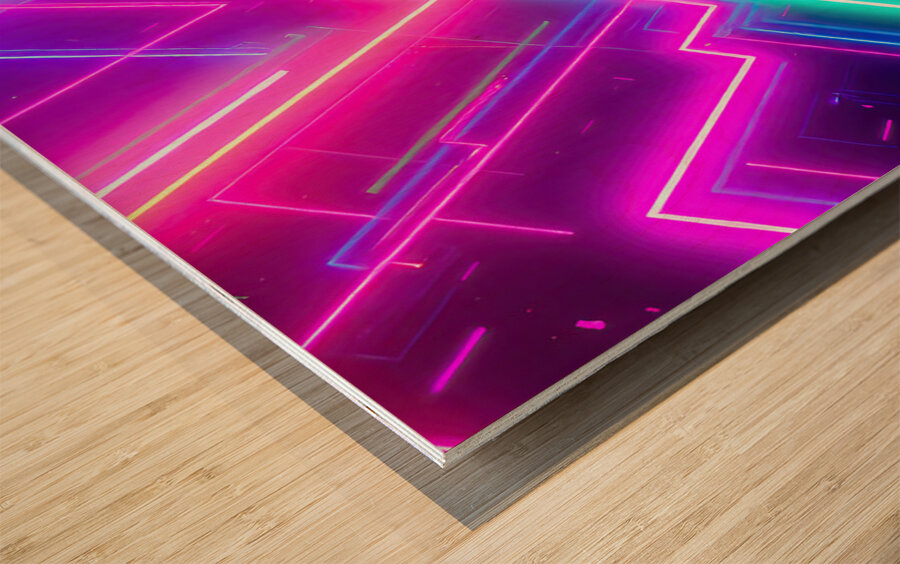 Neon Perplexity Wood print