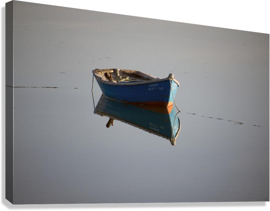 Blue Boat at Rest – Fuseta Portugal Canvas Print