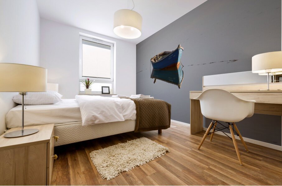 Blue Boat at Rest – Fuseta Portugal Mural print
