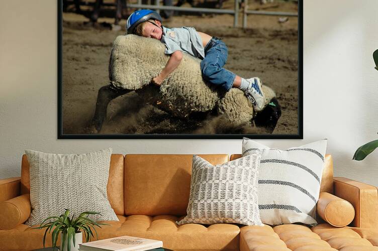 Hanging On for Dear Life – State Fair Mutton Busting Reproduction
